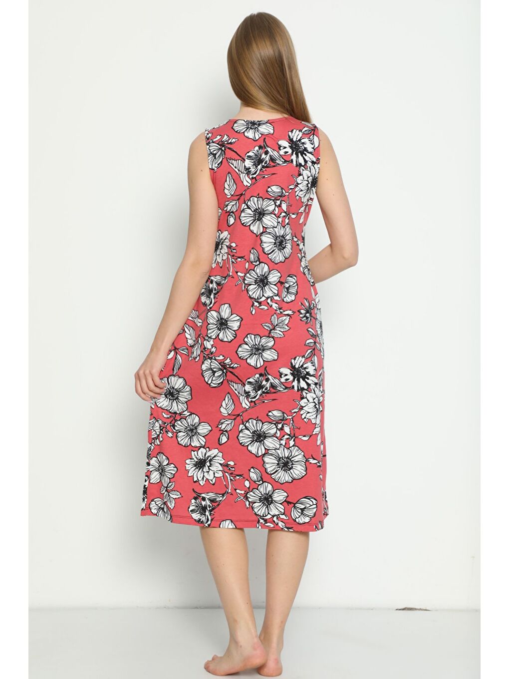 Pembe Desenli Cepli Kısa Kollu Düğmeli Penye Modal Elbise-4