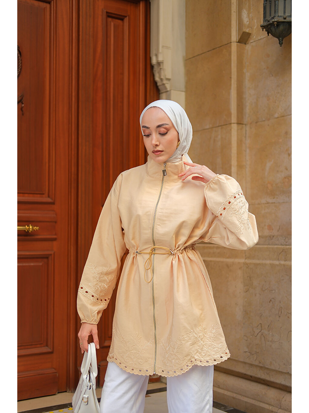 Kadın Nakış Detaylı Ceket Sarı-1