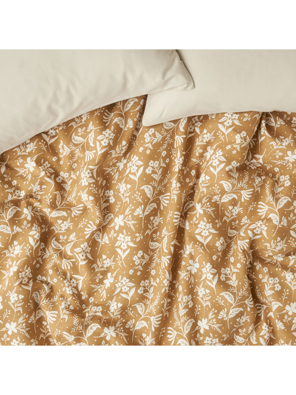 Kahverengi Heather Pamuklu Tek Kişilik Baskılı Pike Hardal (150x220 cm)-1