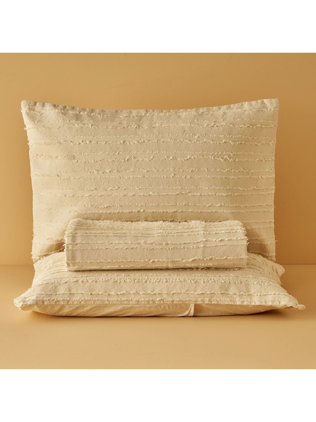 Ekru %100 Pamuk Bohemian Çift Kişilik Yatak Örtüsü Seti Krem (240x260 cm)-4