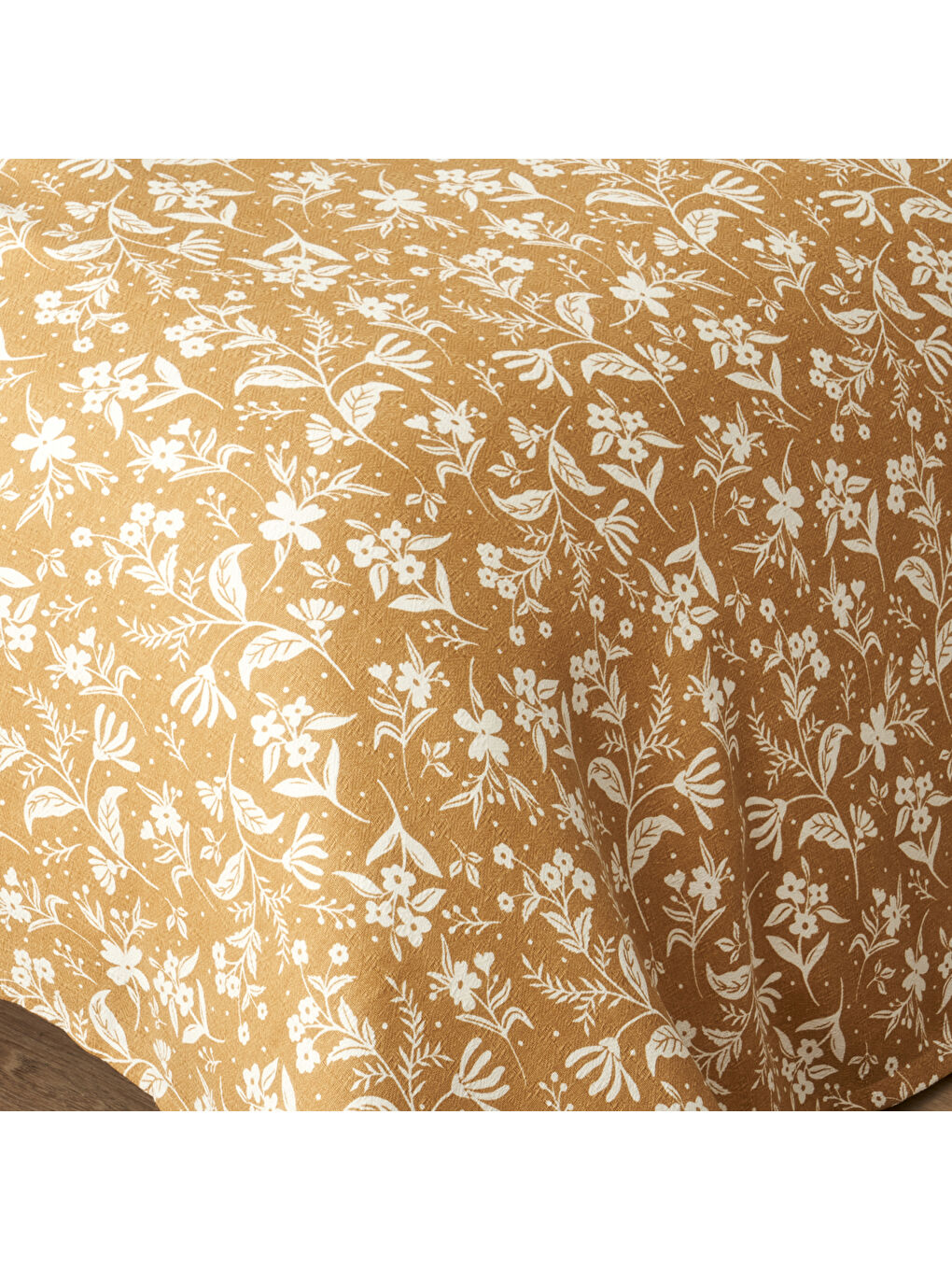 Kahverengi Heather Pamuklu Tek Kişilik Baskılı Pike Hardal (150x220 cm)-3