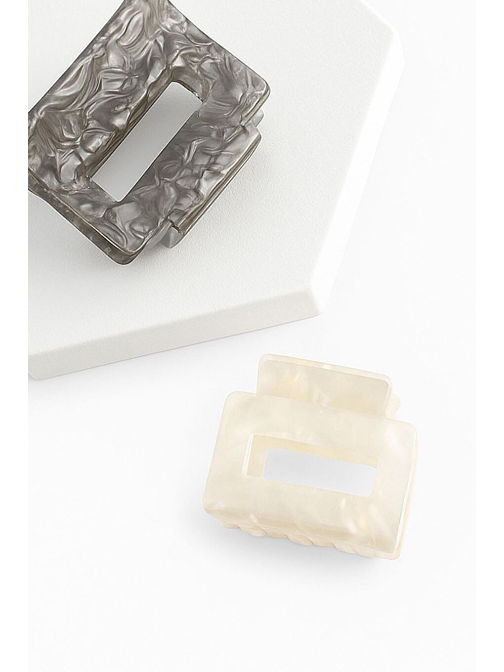 Beyaz Midi Boy Lüks Kemik Mandal Toka 2 Adet-1