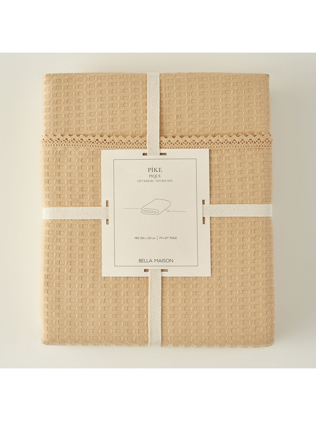 Stormi Pamuklu Çift Kişilik Waffle Pike Bej (200x220 cm)-5