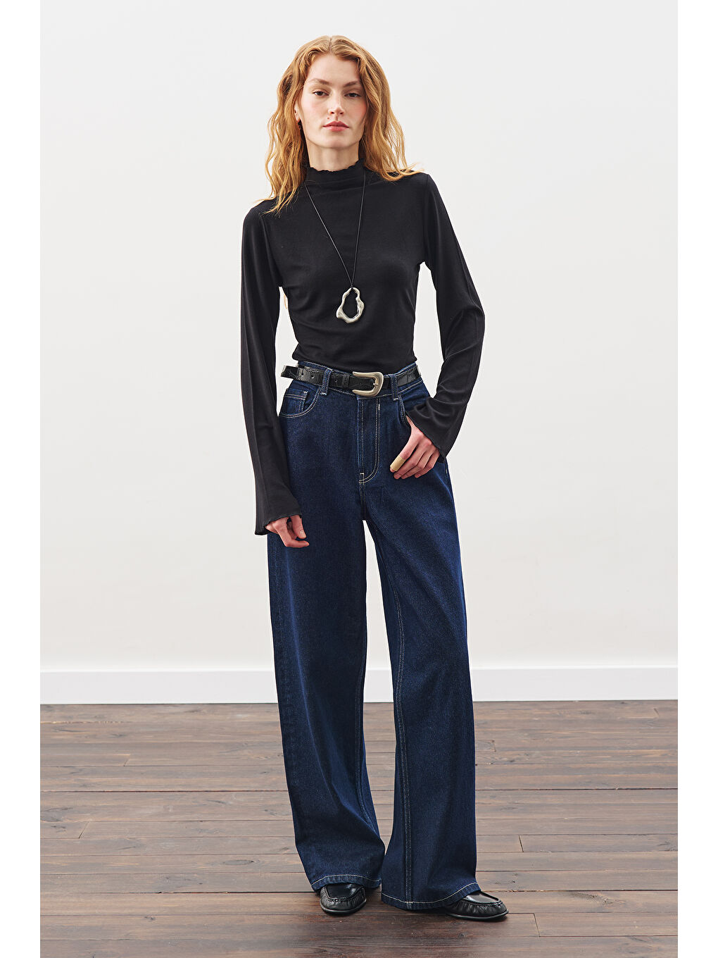 Balıkçı Yaka Bluz Siyah-5