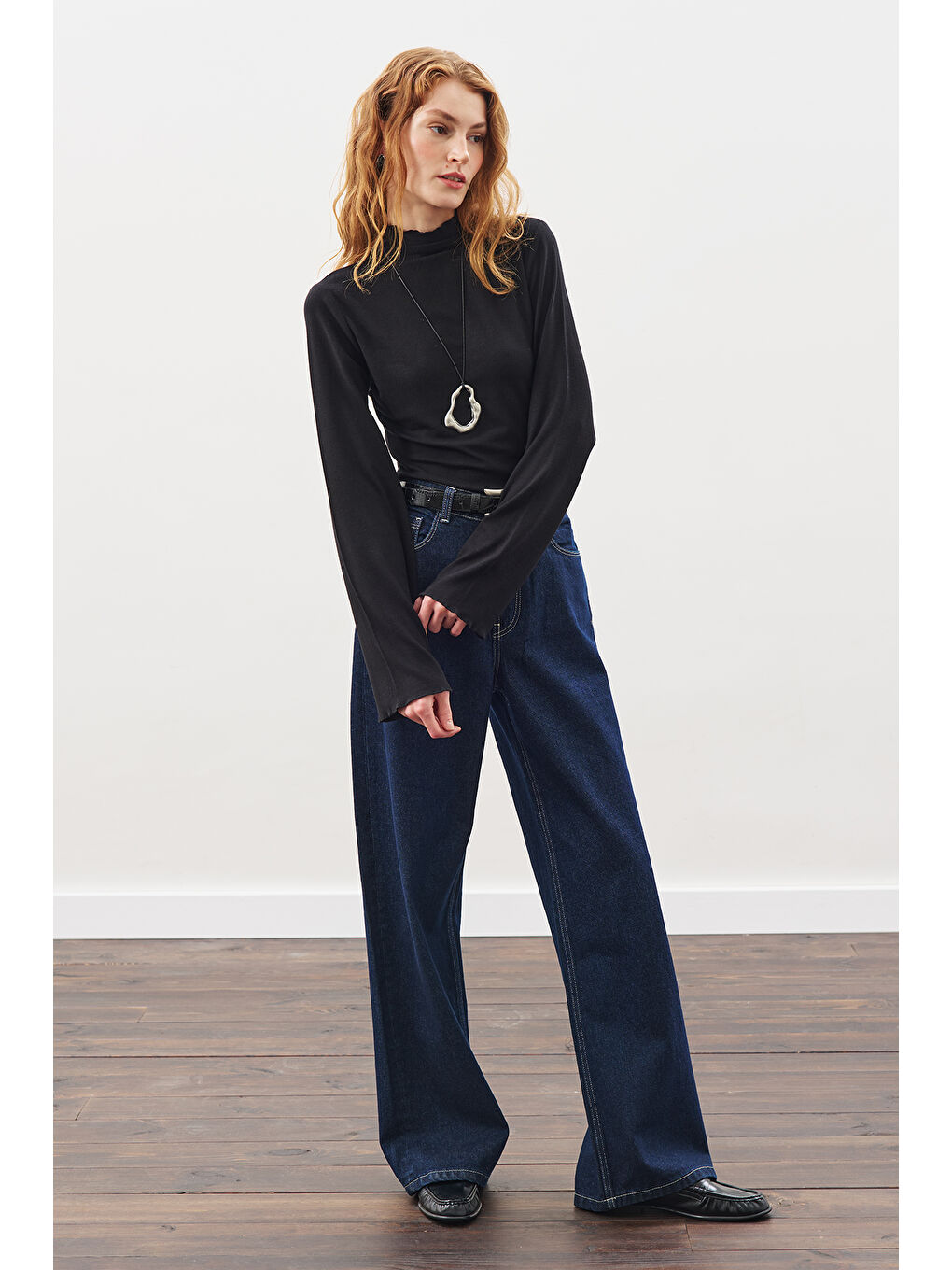 Balıkçı Yaka Bluz Siyah-6