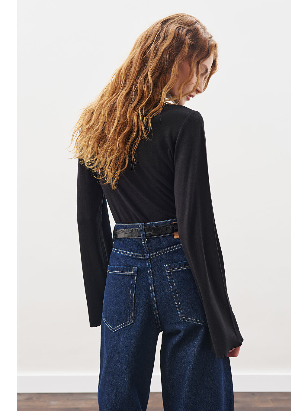 Balıkçı Yaka Bluz Siyah-7