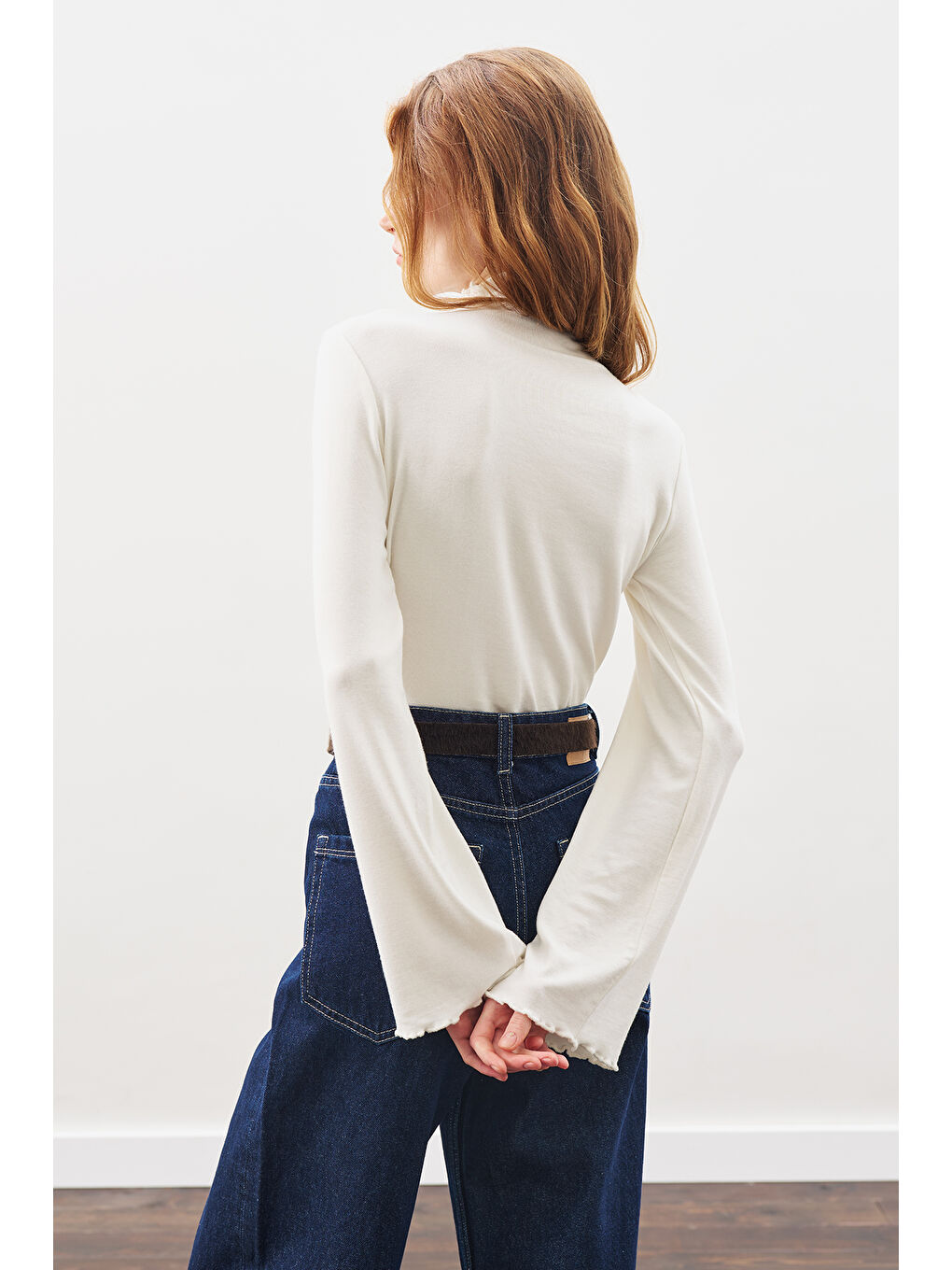 Balıkçı Yaka Bluz Ekru-5