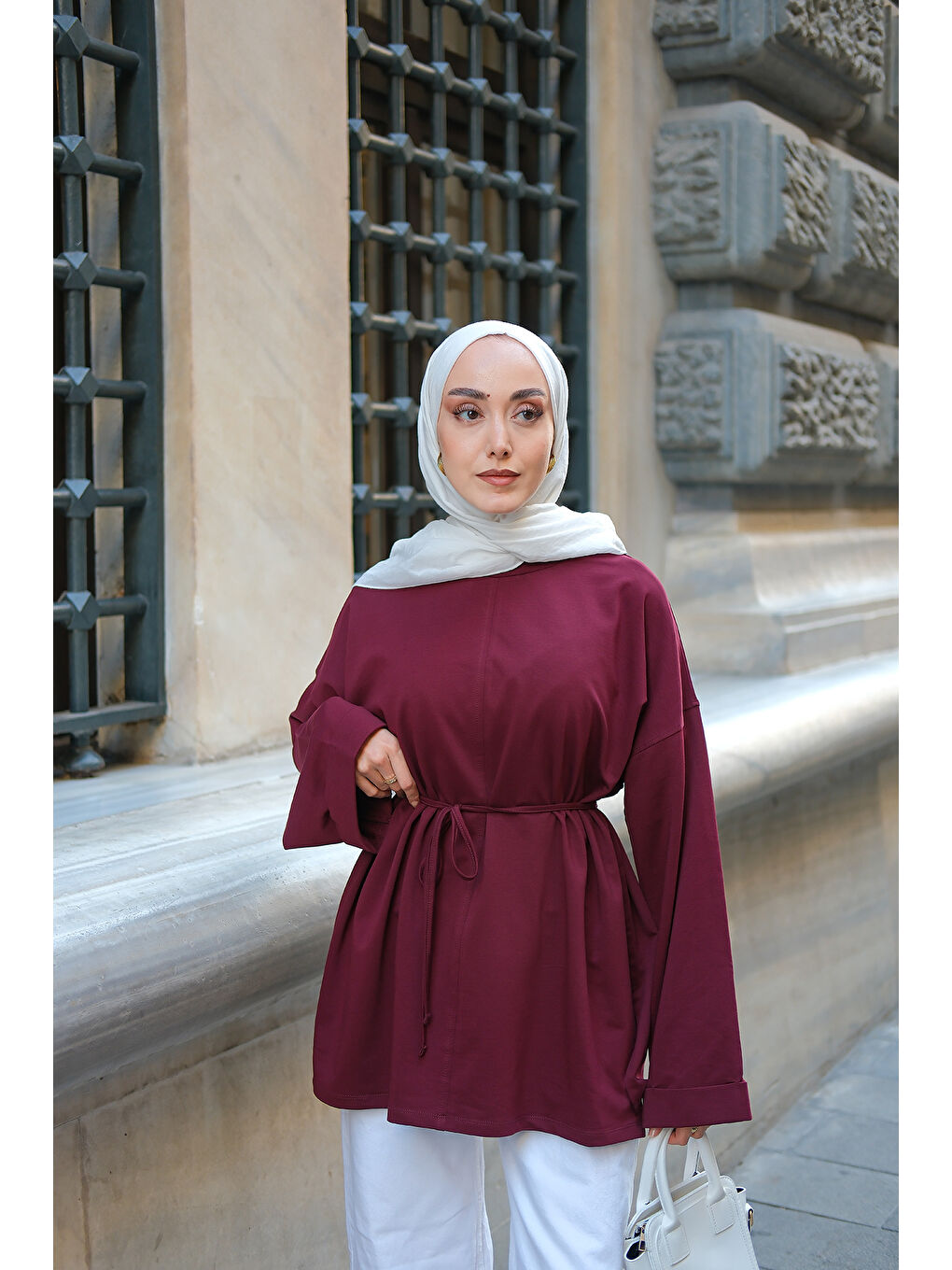 Kadın Detaylı Yırtmaçlı Tunik Bordo