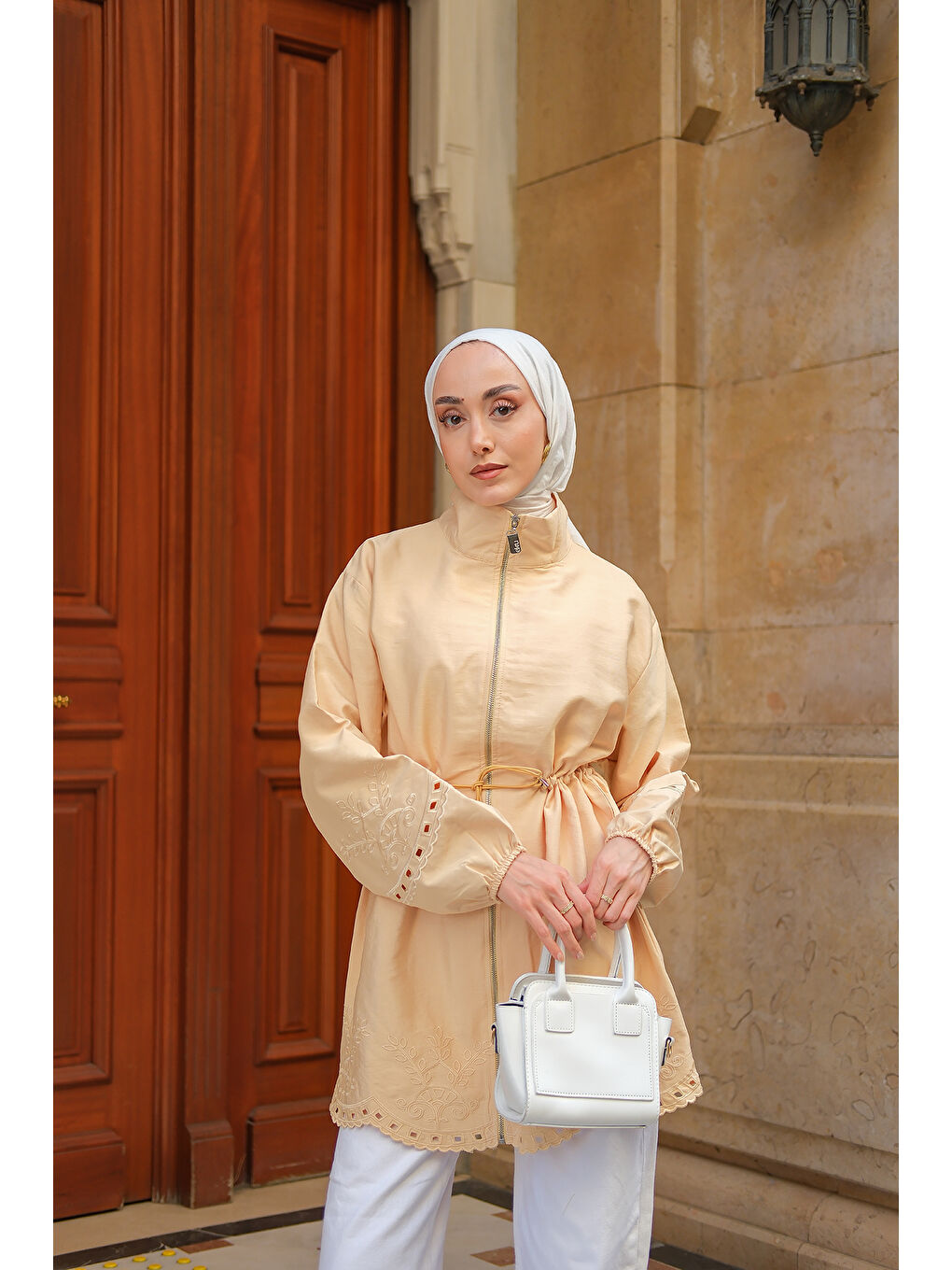 Kadın Nakış Detaylı Ceket Sarı-3