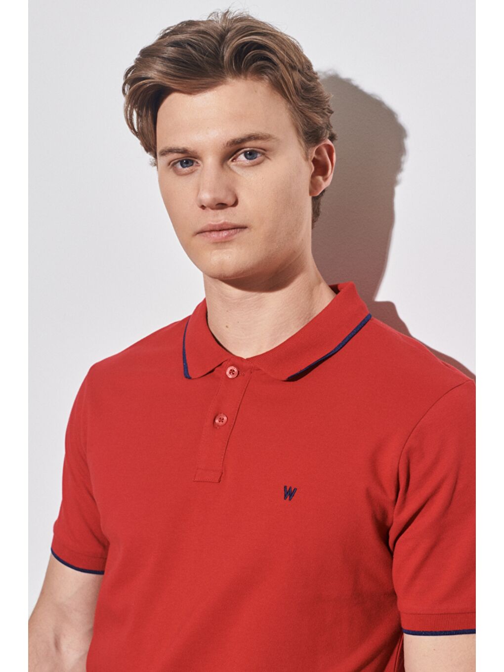 Kırmızı Slim Fit Dar Kesim Polo Yaka %100 Pamuk Tişört-3