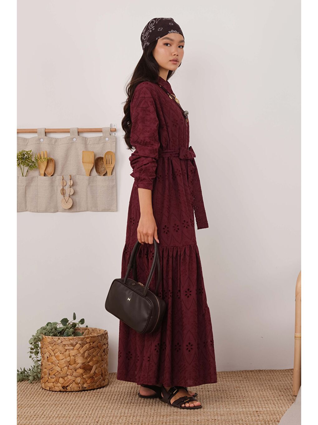 Brode Elbise Bordo-2