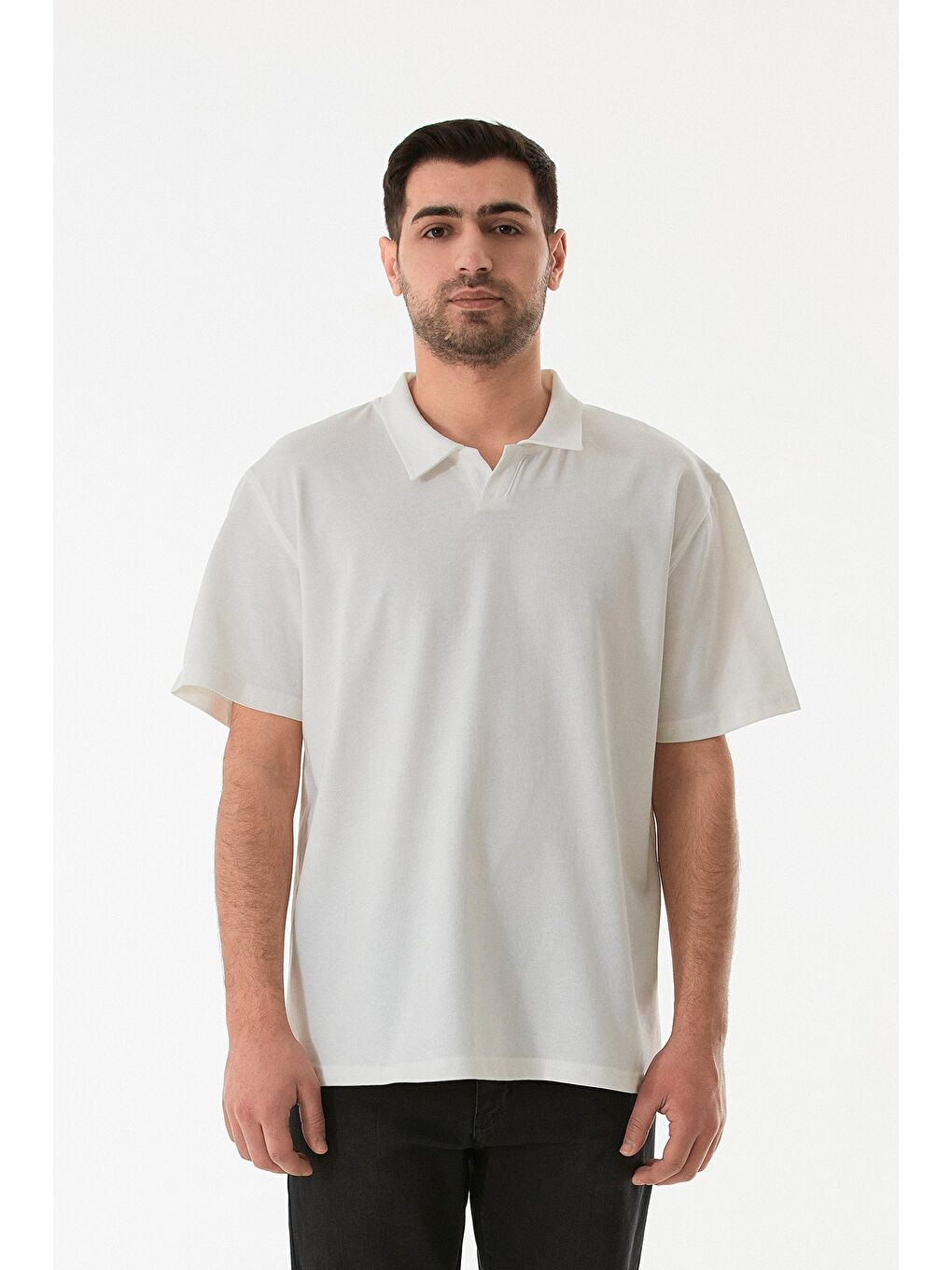 Ekru Basic Polo Yaka Tişört