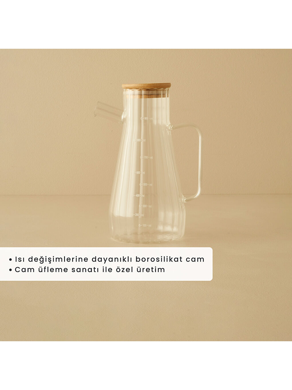 Bej Alice Bambu Kapaklı Yağlık Naturel (1000 cc)-1