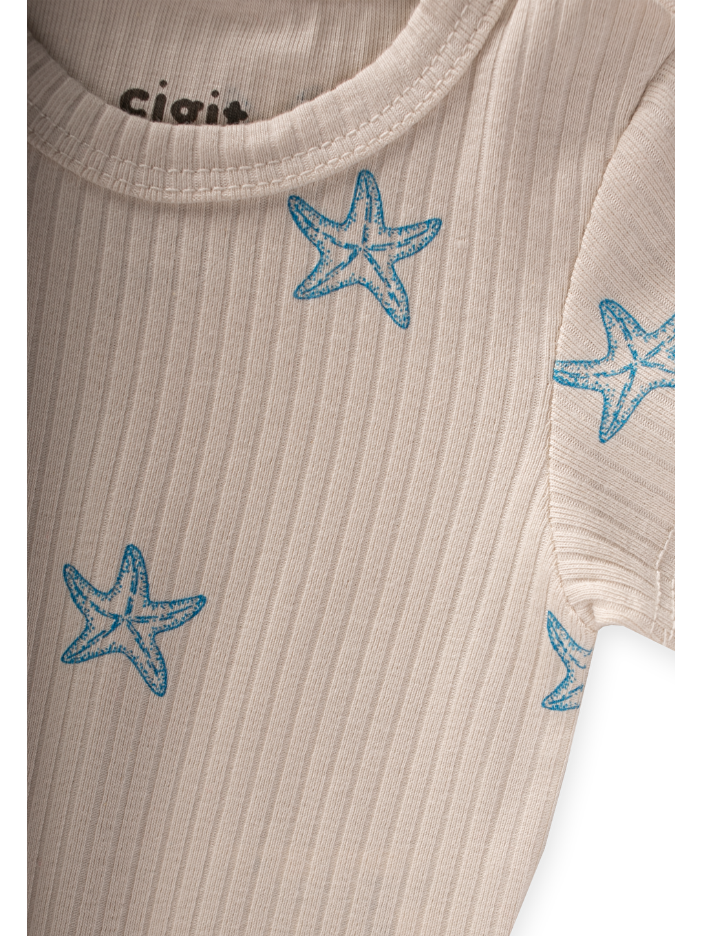 Ekru Zıbın 0-3 Yaş Deniz Yıldızı Desen-2