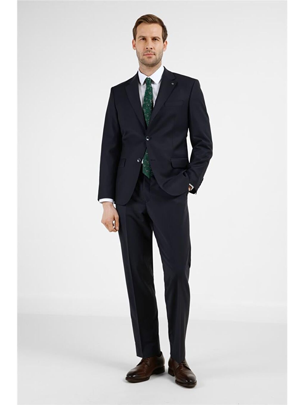 Lacivert Mono Yaka 4 Drop Comfort Fit Takım Elbise 1001255177-1