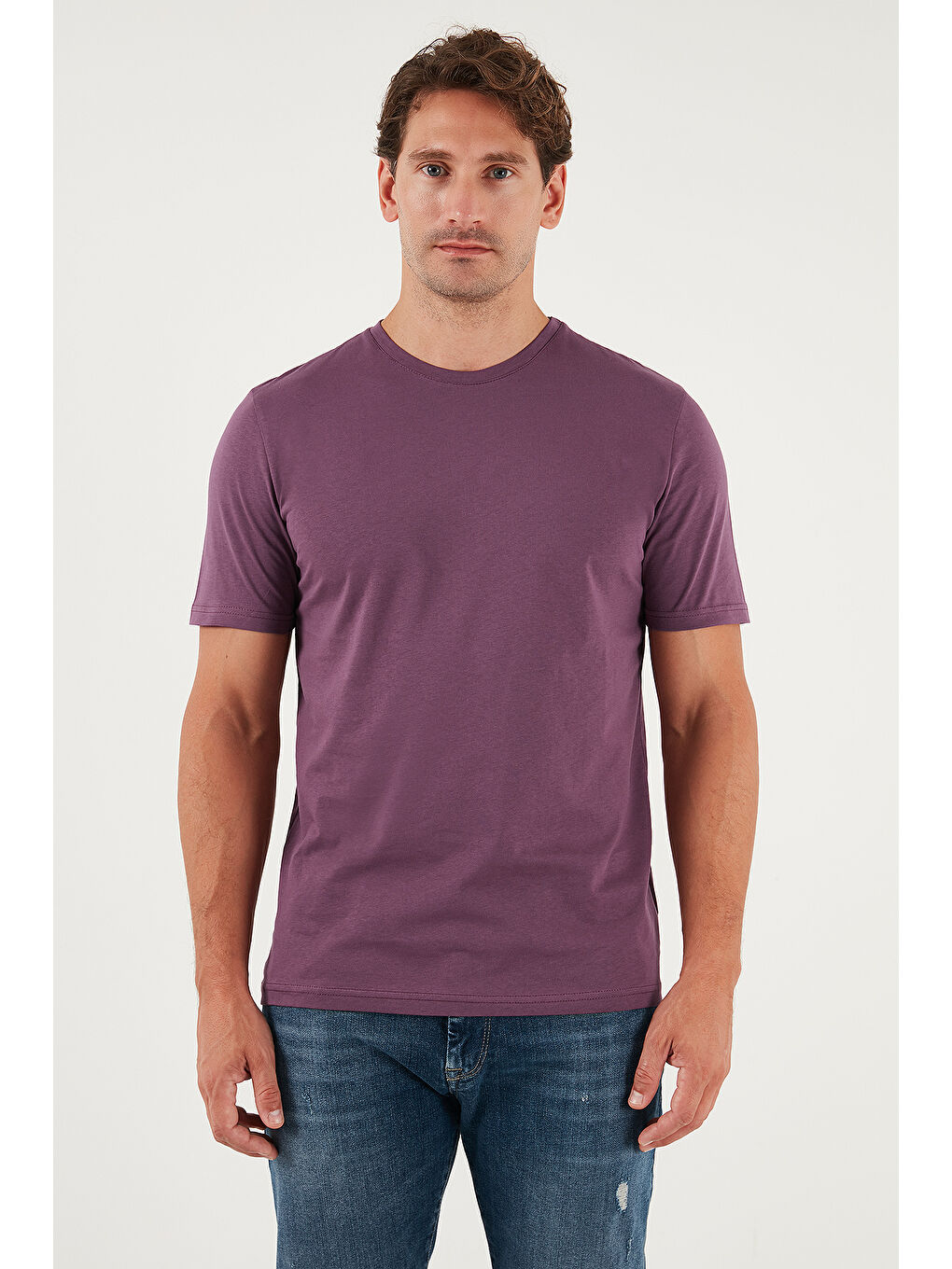 Mürdüm Pamuklu Regular Fit Bisiklet Yaka Tişört 59020204-2