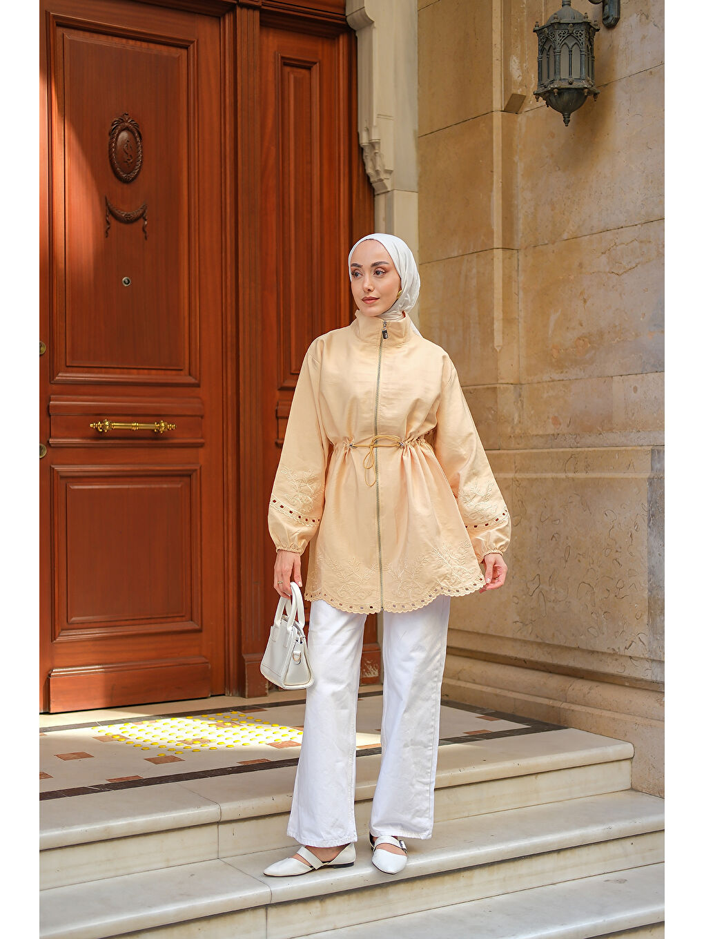 Kadın Nakış Detaylı Ceket Sarı-4