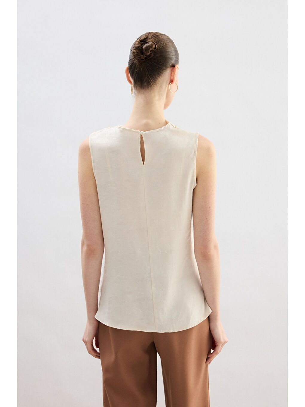 Bej Degaje Yaka Bluz - Taş-6