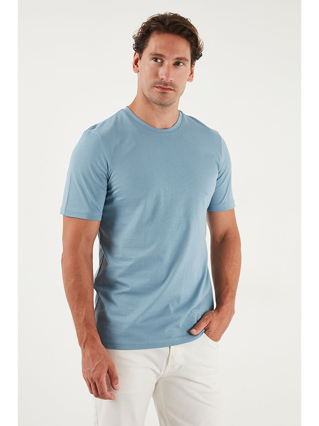 Mavi Pamuklu Regular Fit Bisiklet Yaka %100 Pamuk Tişört 59020204-2