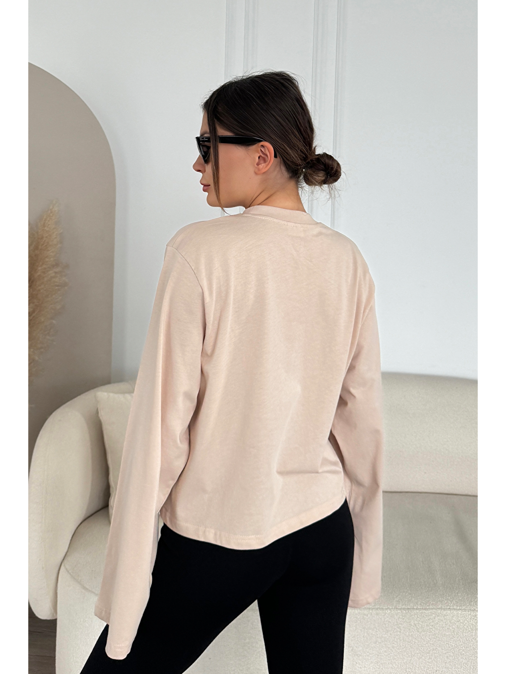 Geniş Kol Oversize 2'Li Paket T-Shirt 965 Bej/Kahverengi-4