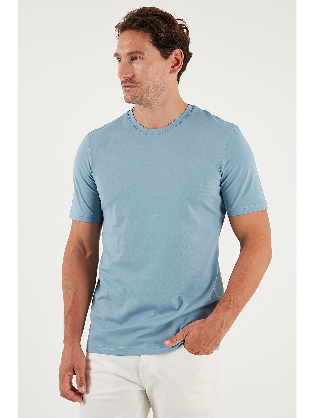 Mavi Pamuklu Regular Fit Bisiklet Yaka %100 Pamuk Tişört 59020204-3