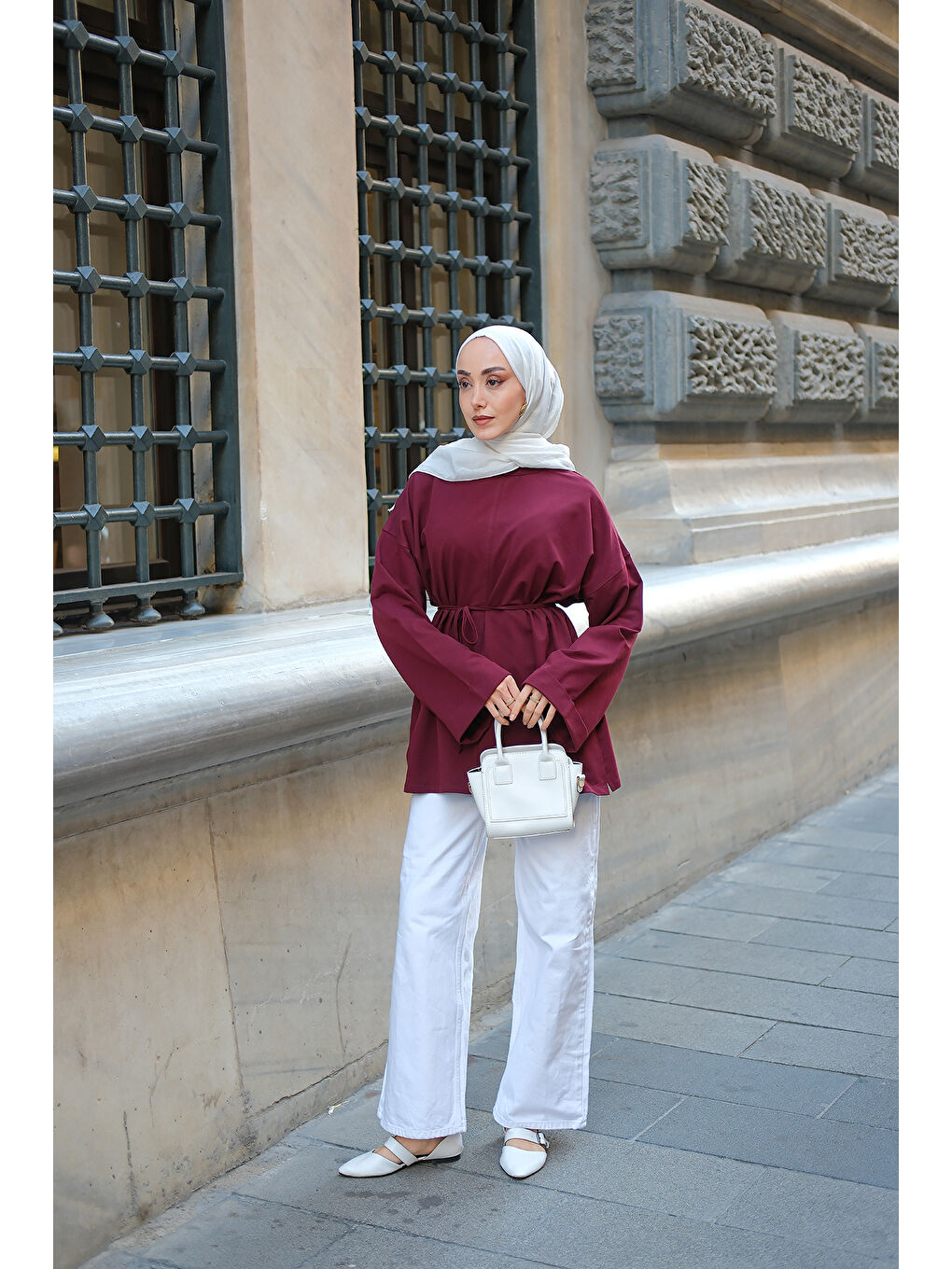 Kadın Detaylı Yırtmaçlı Tunik Bordo-2