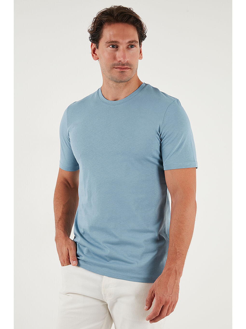 Mavi Pamuklu Regular Fit Bisiklet Yaka %100 Pamuk Tişört 59020204-4