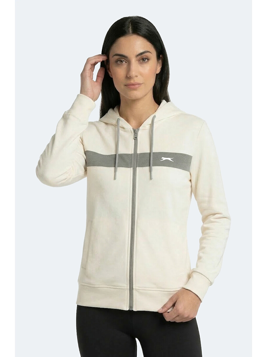 KNOTTY I Kadın Kapüşonlu Cepli Ekru Sweatshırt-3