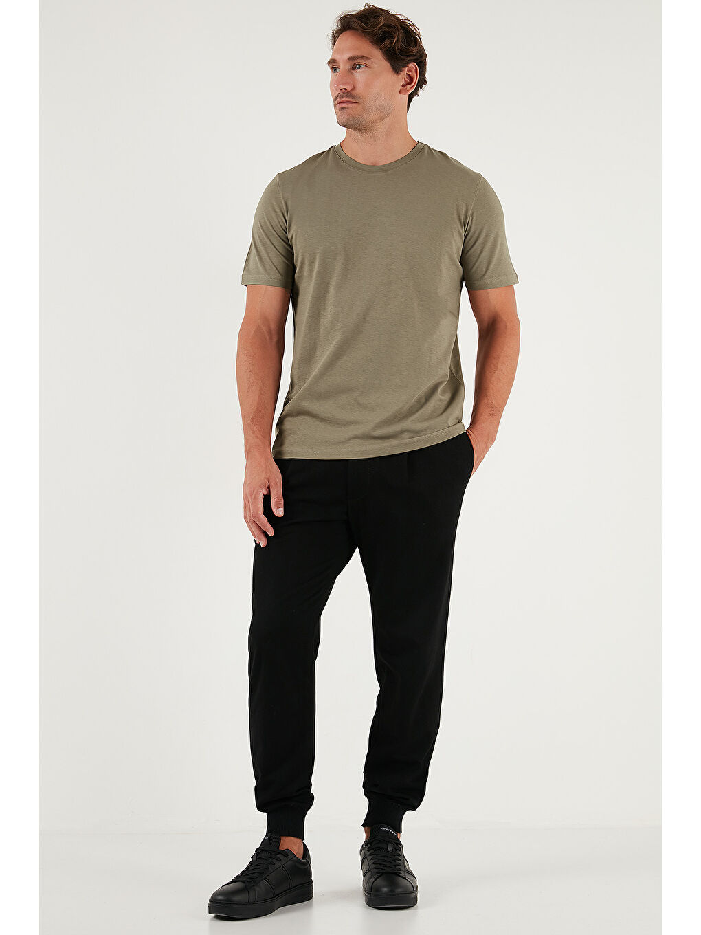 Yeşil Pamuklu Regular Fit Bisiklet Yaka %100 Pamuk Tişört 59020204-2