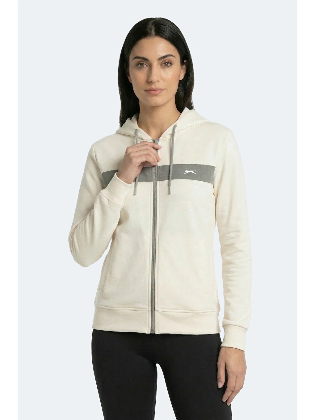 KNOTTY I Kadın Kapüşonlu Cepli Ekru Sweatshırt-5