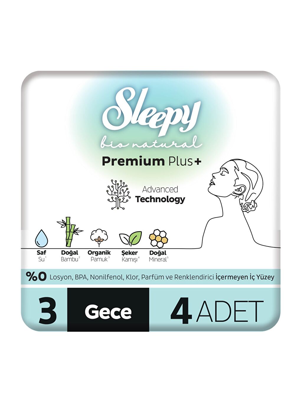 Bio Natural Premium Plus Hijyenik Ped Deneme Paketi Gece 4 Adet