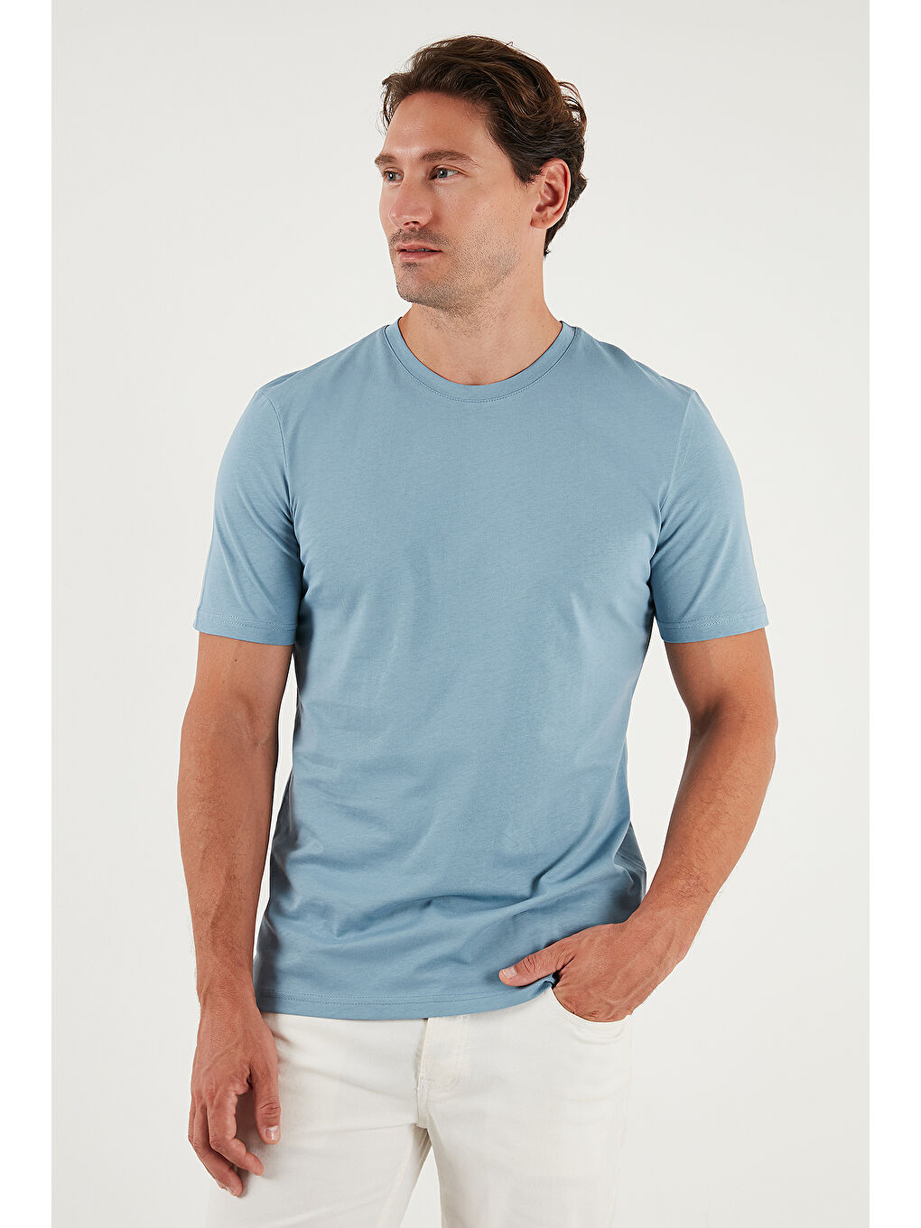 Mavi Pamuklu Regular Fit Bisiklet Yaka %100 Pamuk Tişört 59020204-5