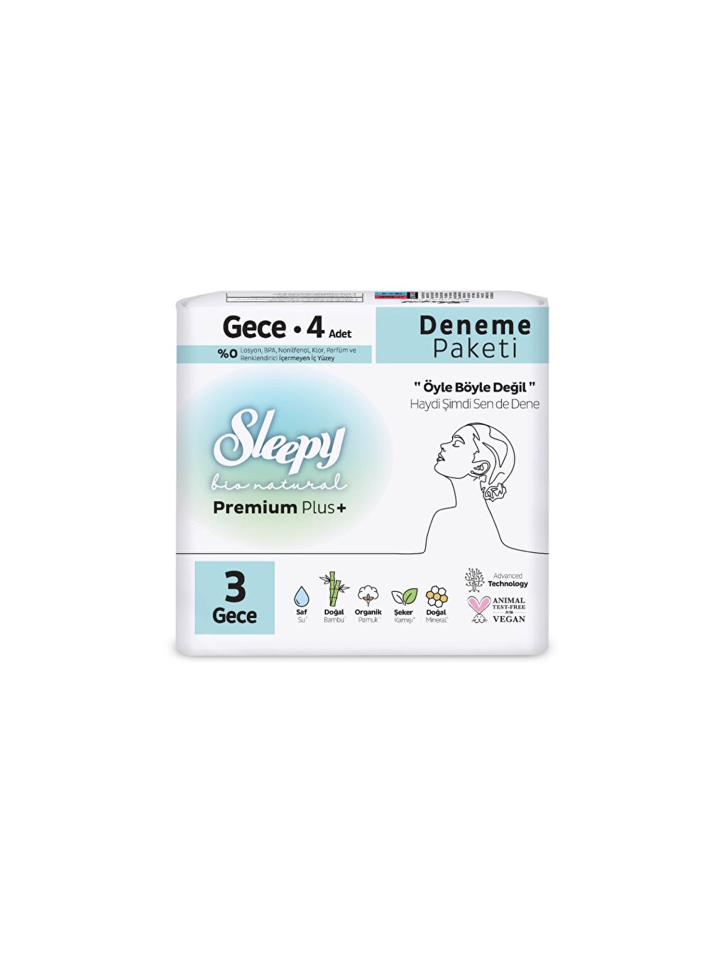 Bio Natural Premium Plus Hijyenik Ped Deneme Paketi Gece 4 Adet-1