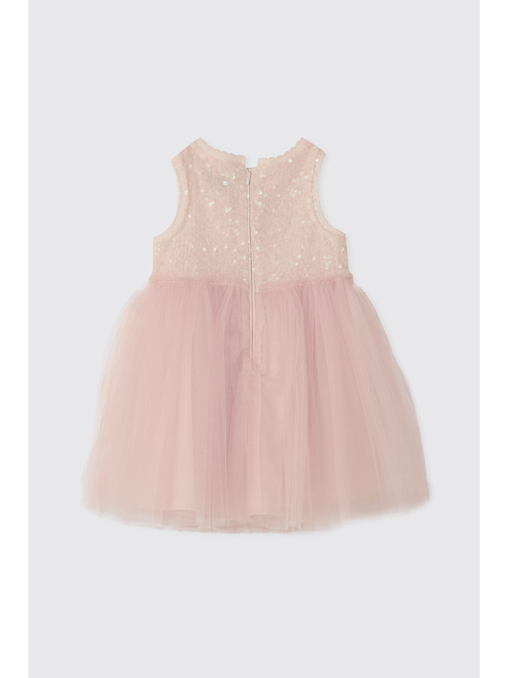 Pembe Kız Bebek Payet Detaylı Pudra Elbise-1