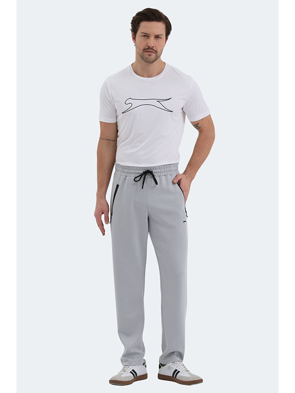 KINGSTOR I Erkek Fermuar Cepli Gri Eşofman Altı-1