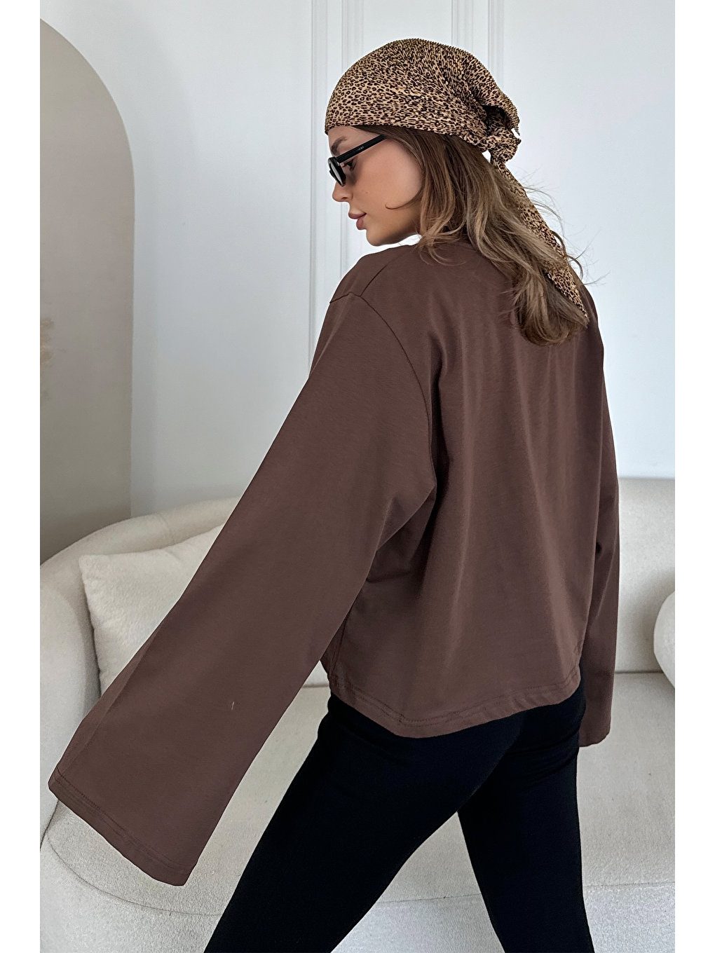 Geniş Kol Oversize 2'Li Paket T-Shirt 965 Bej/Kahverengi-5