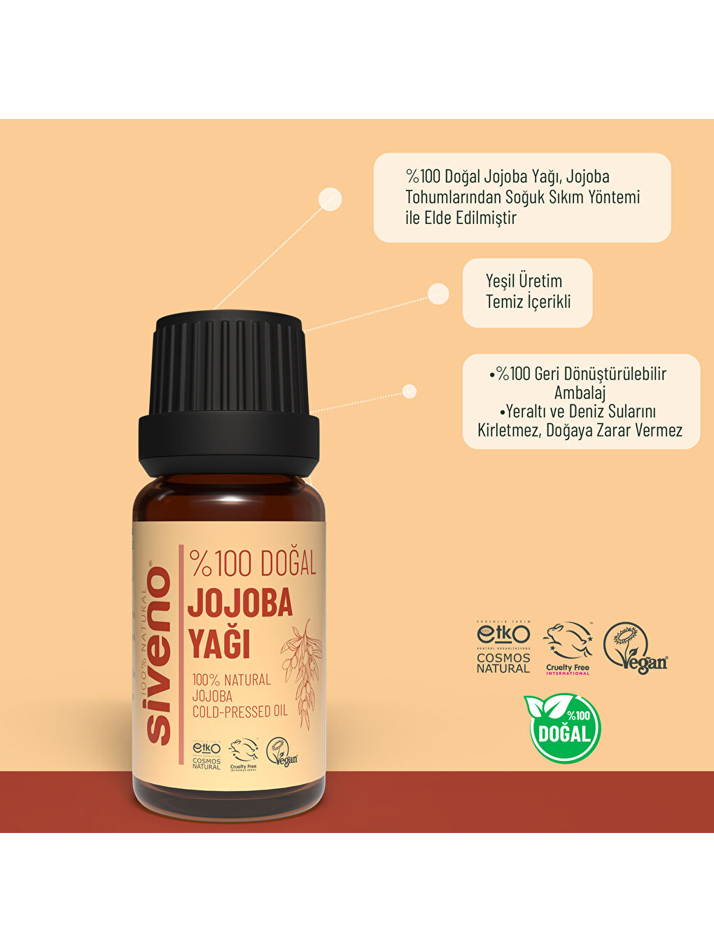 Siveno %100 Doğal Jojoba Yağı Soğuk Sıkım 10ml - 3