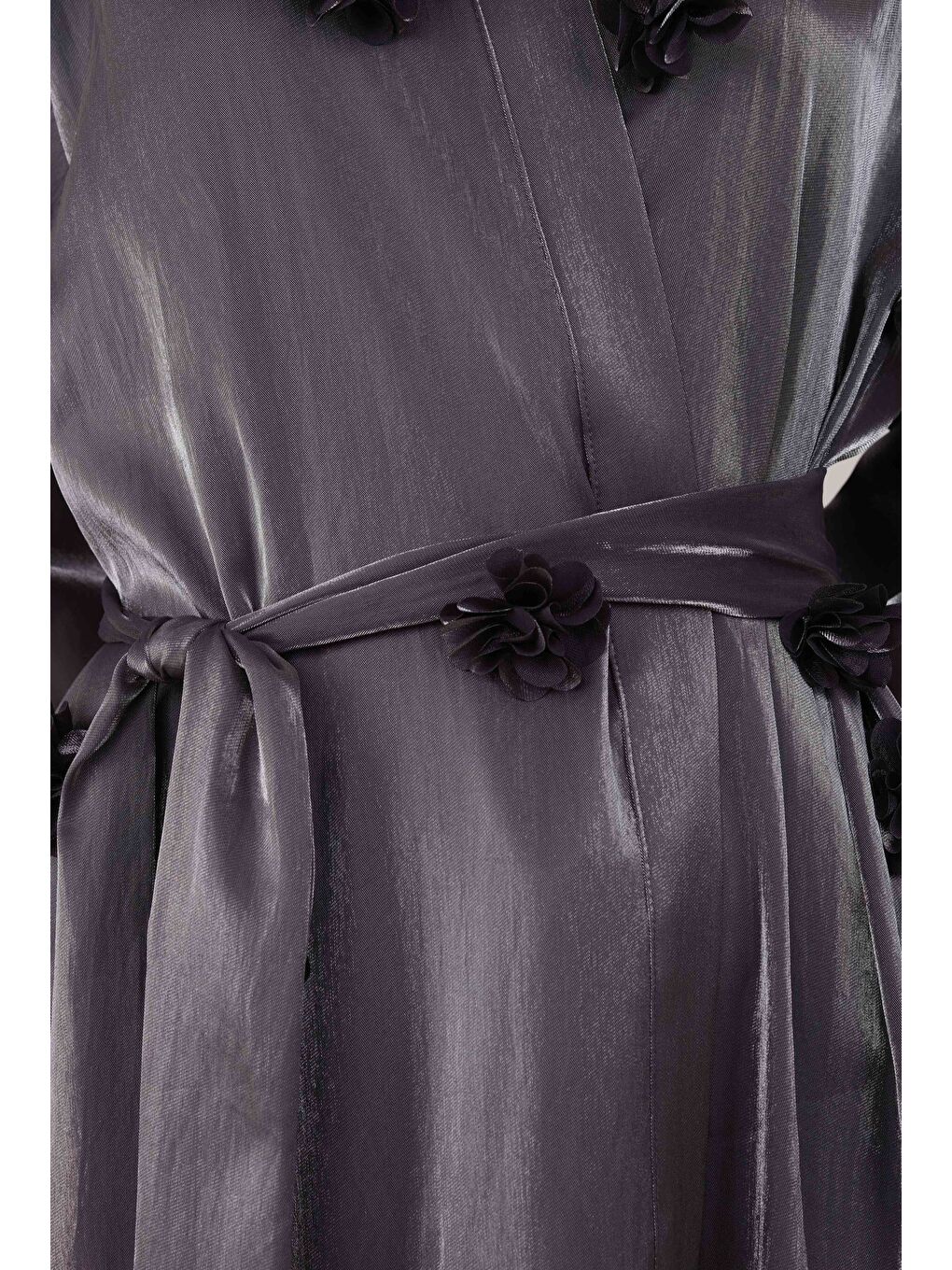 Çiçekli Aplikeli Abaya Siyah-4