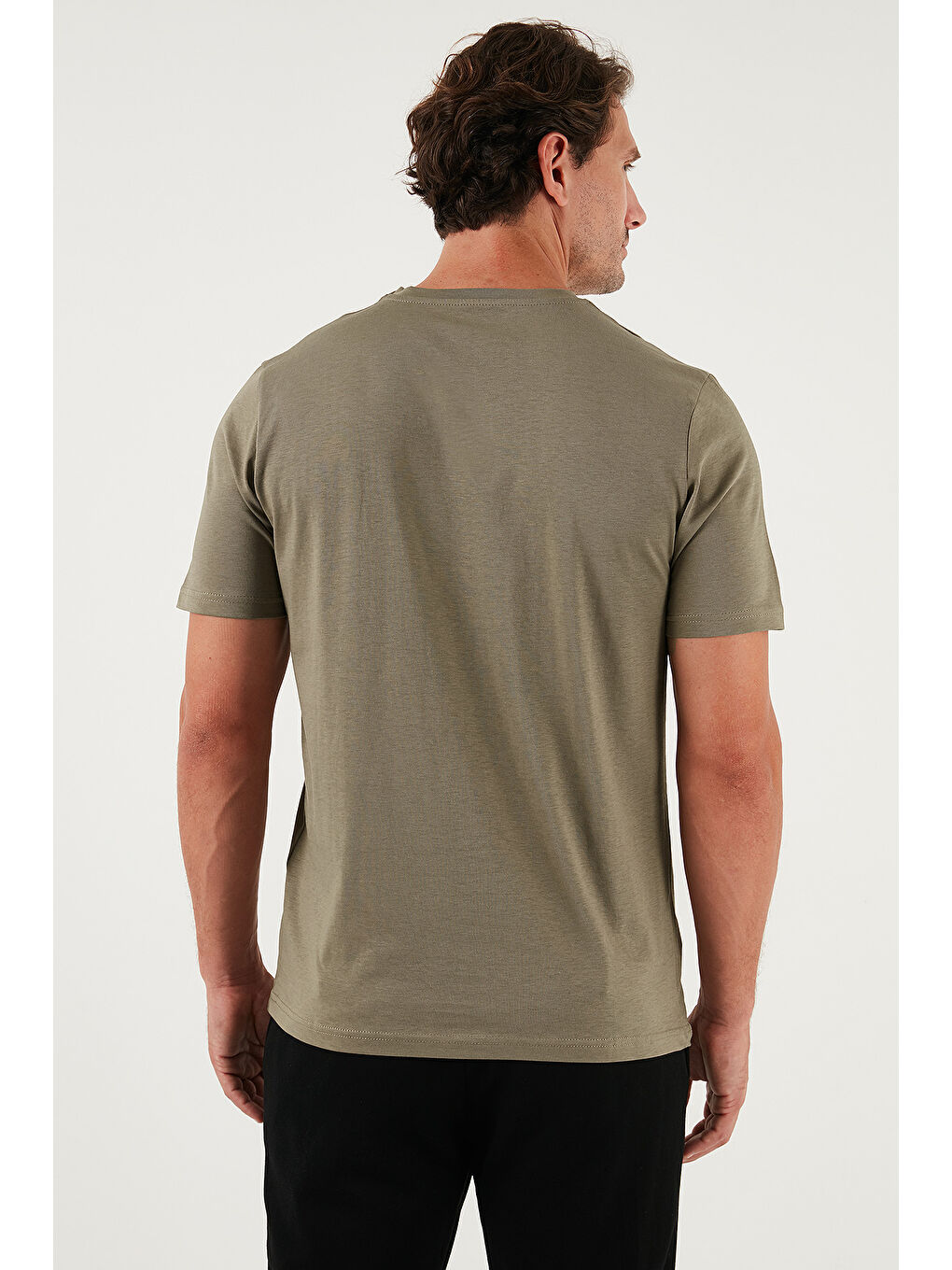 Yeşil Pamuklu Regular Fit Bisiklet Yaka %100 Pamuk Tişört 59020204-6