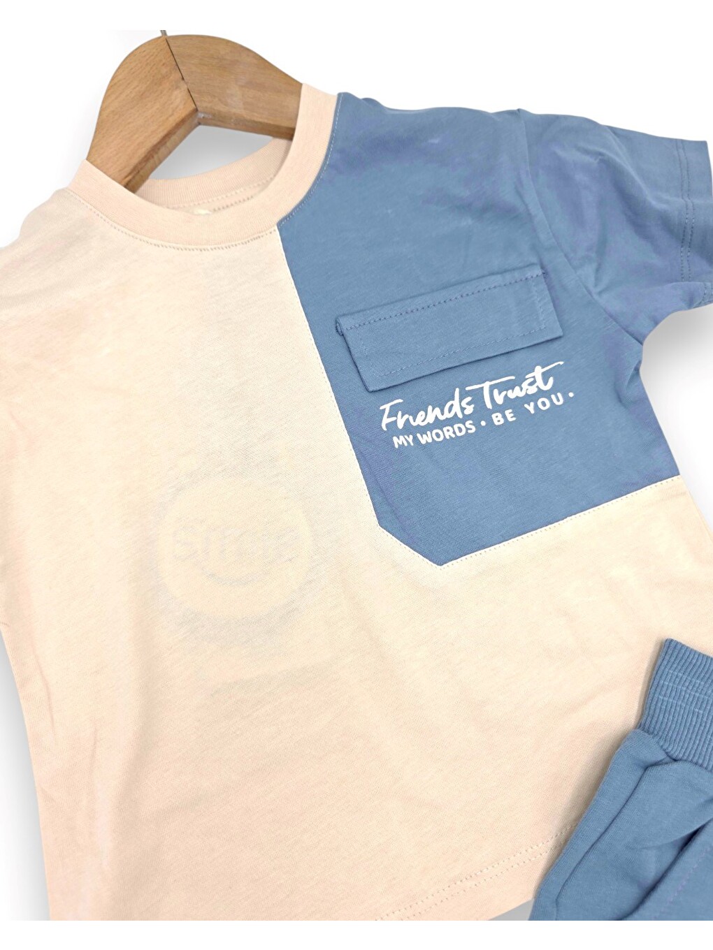 Mavi Erkek Çocuk Yazlık Cep Detaylı T-shirt Şort 2'li Alt Üst Takım-4