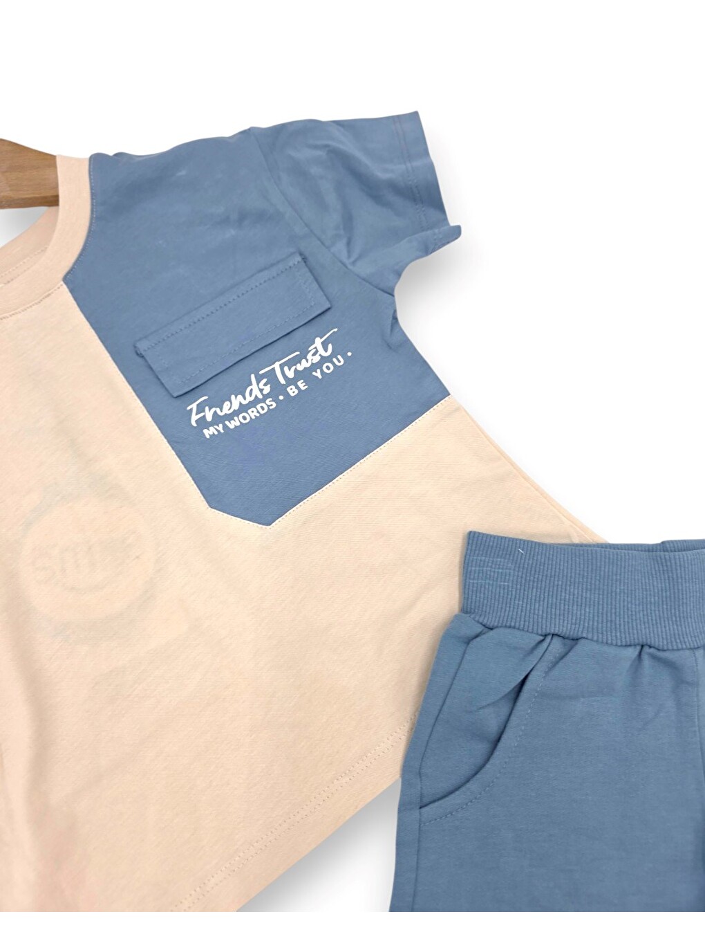 Mavi Erkek Çocuk Yazlık Cep Detaylı T-shirt Şort 2'li Alt Üst Takım-5