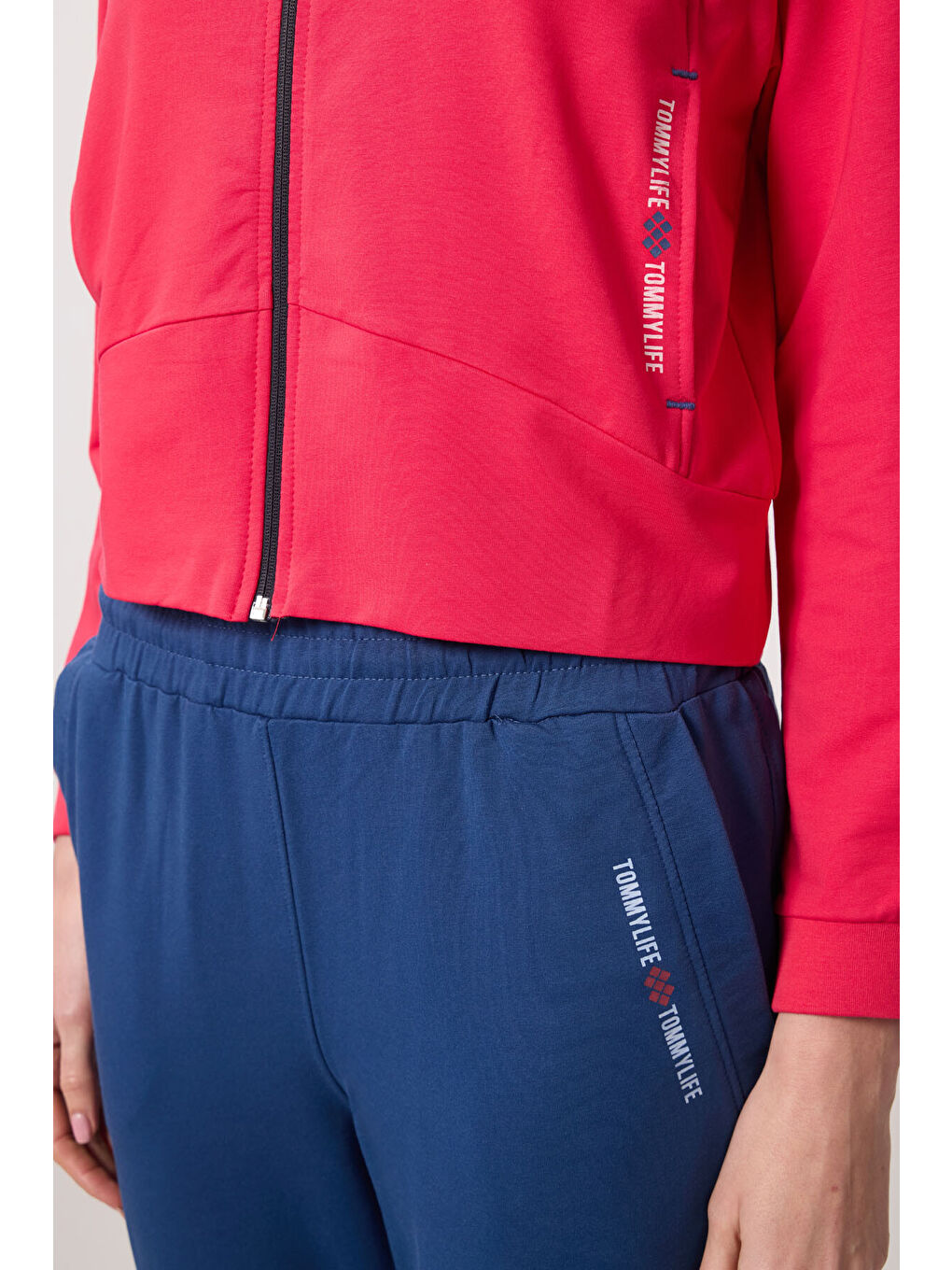 Viva Kırmızı Parlament Kapüşonlu Fermuarlı Oversize Kadın Eşofman Takım   95328-9