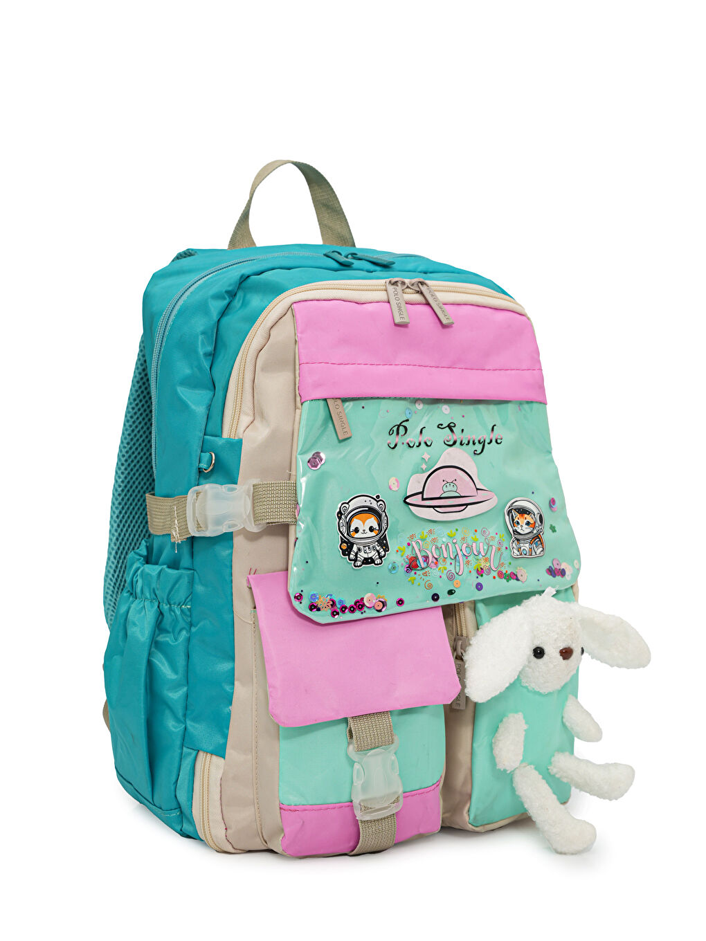 Pelüş Tavşanlı Kız Çocuk İlkokul Çanta Seti-2
