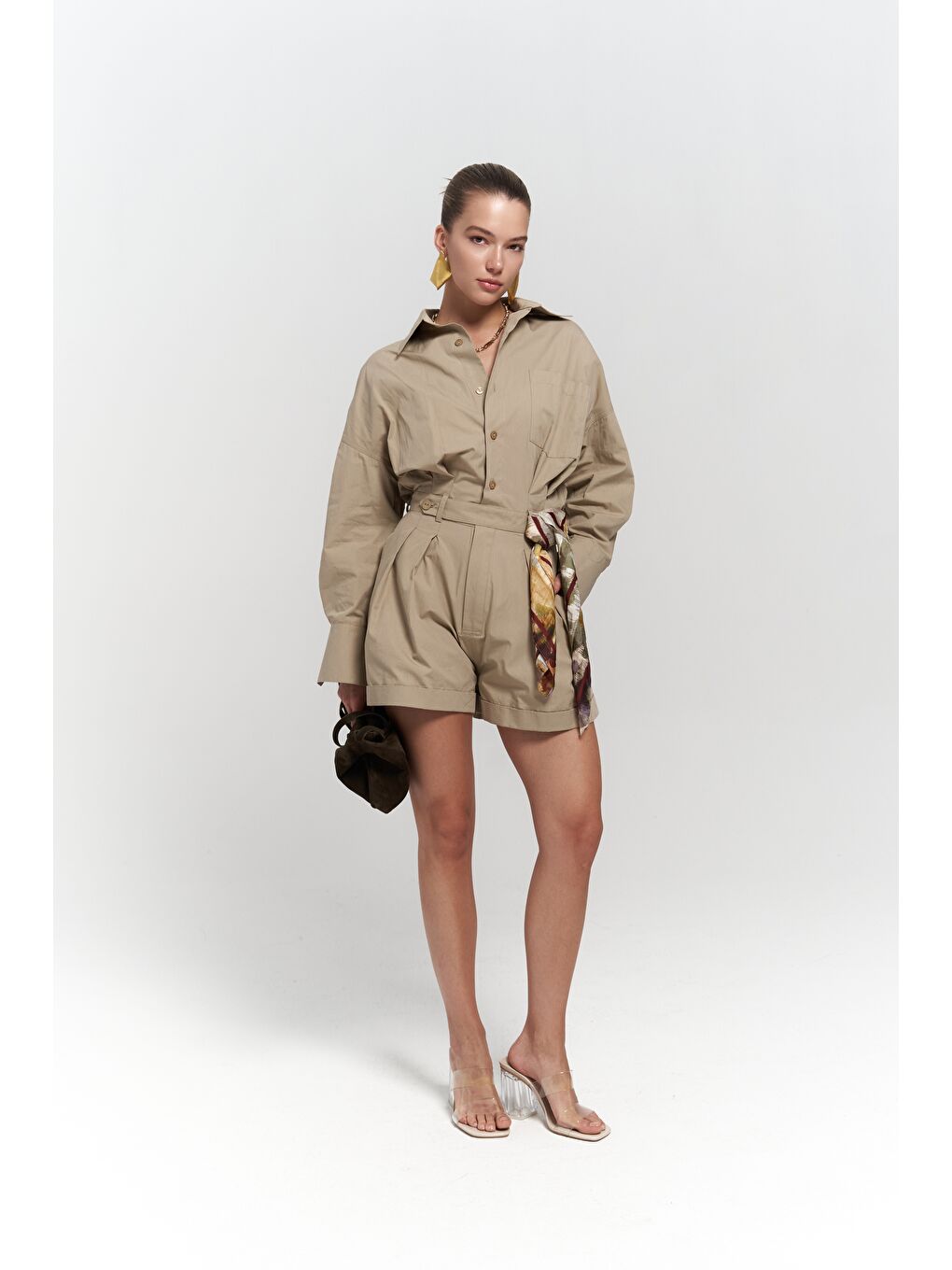 Bej Moaen Kemer Detay Kısa Taş Tulum-1