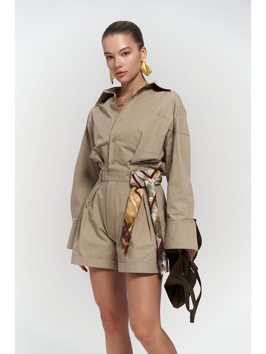 Bej Moaen Kemer Detay Kısa Taş Tulum-2