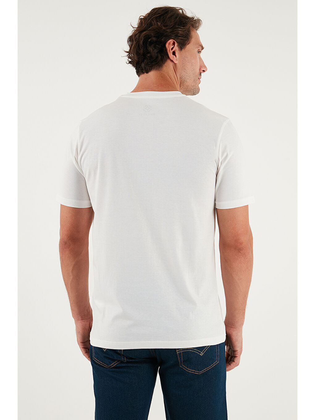 Ekru Pamuklu Regular Fit Bisiklet Yaka %100 Pamuk Tişört 59020204-6