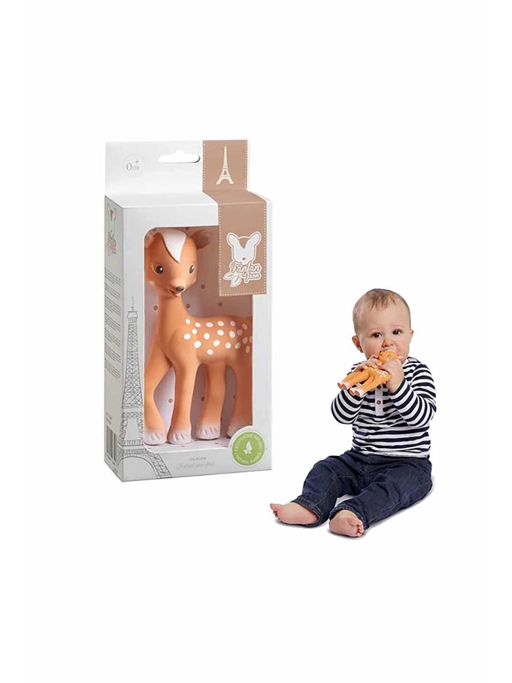 Sophie La Girafe Beyaz-Renklibaskı Fanfan the Fawn Bambi Diş Kaşıyıcı