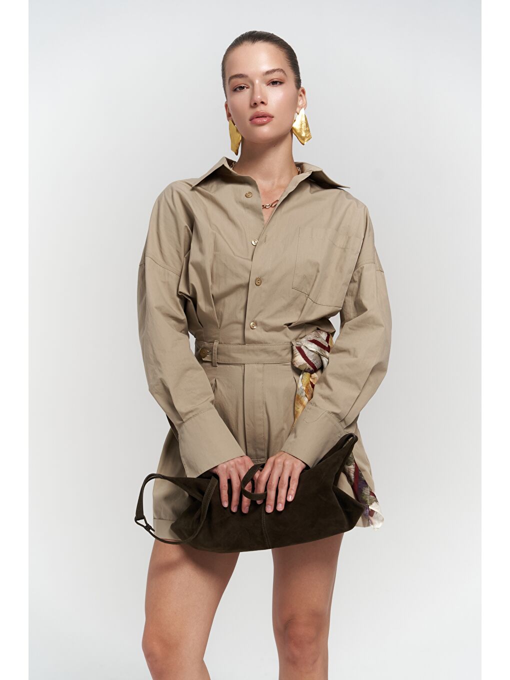 Bej Moaen Kemer Detay Kısa Taş Tulum-3