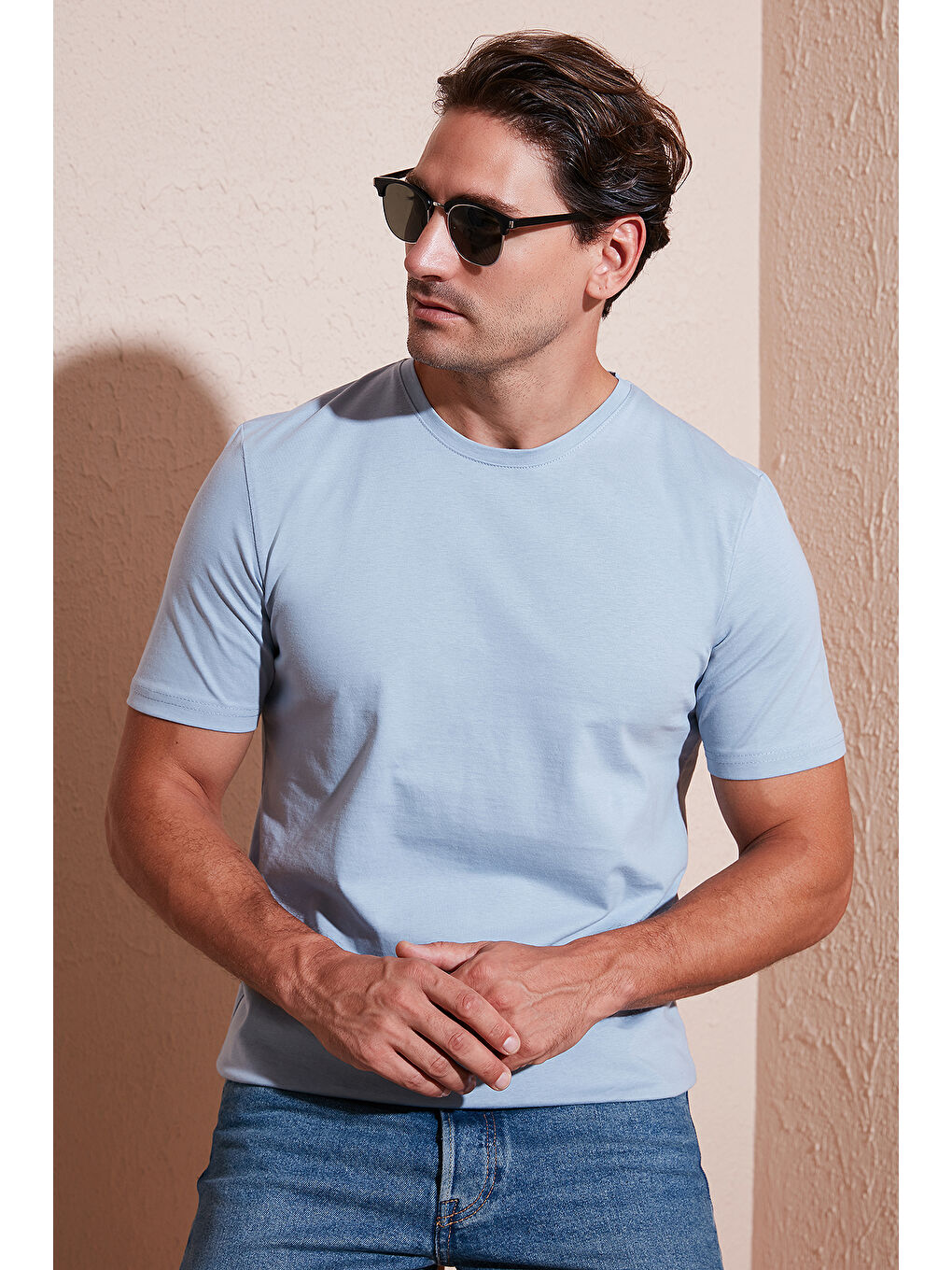 Mavi Pamuklu Regular Fit Bisiklet Yaka %100 Pamuk Tişört 59020204-1