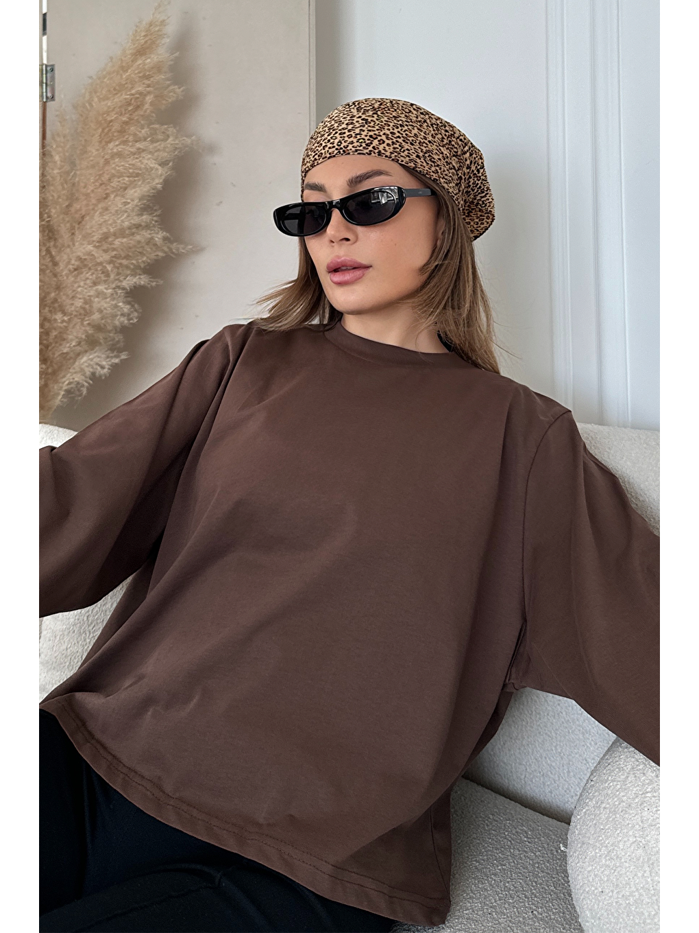 Geniş Kol Oversize 2'Li Paket T-Shirt 965 Bej/Kahverengi-6